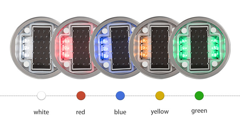 Embedded Aluminum LED Solar Stud for Road color